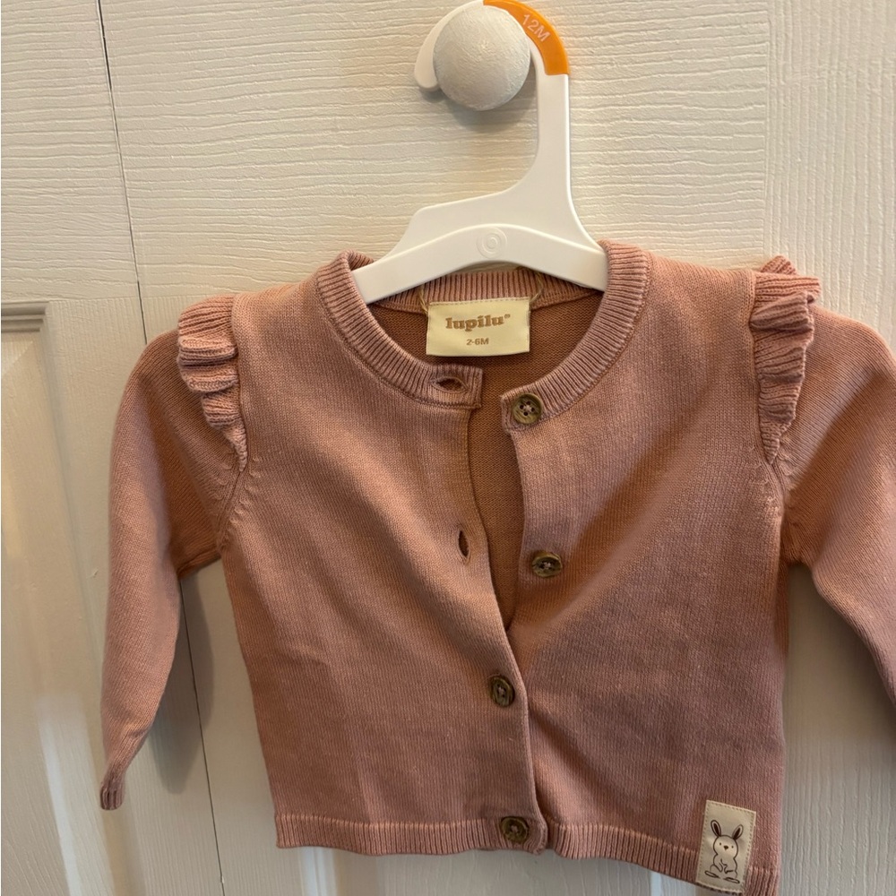 Pink Ruffle Baby Cardigan 6mo